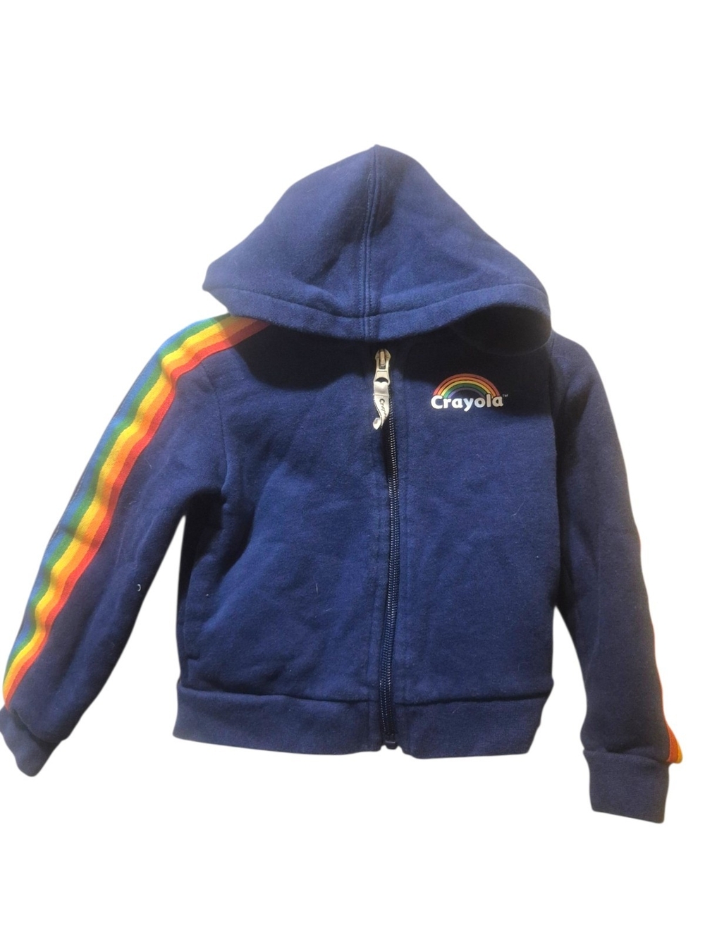 Crayola Kids' Navy Zip-Up Hoodie with Rainbow Stripe